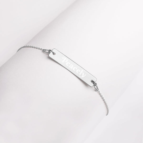 Engraved Silver Bar Chain Bracelet